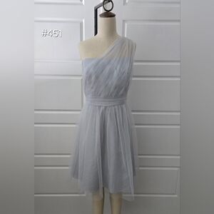 Grey/Silver David's Bridal One Shoulder Short Formal Dress